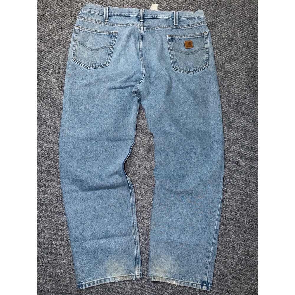 Carhartt Men's Light Blue Light Wash Straight Denim Jeans Traditional fit 42x32 - Picture 3 of 8
